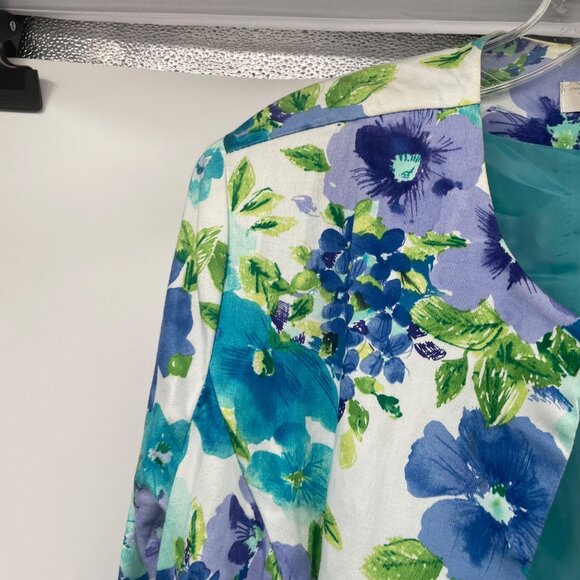 Dressbarn Floral Blazer 3/4 Sleeve Open Front Multicolor Shoulder Pads Sz Large - Picture 5 of 9